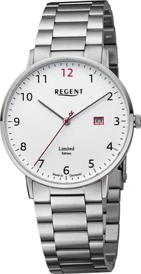 Produktbild von Regent Metall Herren Uhr Armbanduhr Quarz silber Metallarmband D2URGM2300