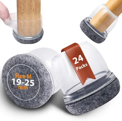 Immagine prodotto di Protezioni per gambe di sedie, rotonde, regolabili da 19 a 25 mm, confezione da 24 pezzi, feltrini per sedie