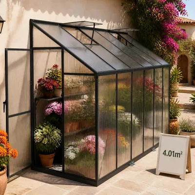 Zdjęcie produktu dla YARDIN, szklarnia przydomowa, 365x110x195 cm, szklarnia, szklarnia do uprawy roślin z płytkami PCV, szklarnia do zimowania roślin w doniczkach, szklarnia ogrodowa, powierzchnia 4,01 m²