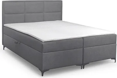 Produktbild von BETTSO Boxspringbett mit 2x Bettkasten Gepolstert Doppelbett mit Matratze und Topper Polsterbett für das Schlafzimmer VADUZ 200x200cm Dunkelgrau
