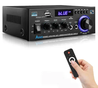 Obrázek produktu pro Mini hi-fi zesilovač Bluetooth stereo – výkon 400 W – vstup USB a SD karty – černá barva