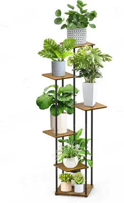 Image de Étagère à plantes d'intérieur - Support à fleurs en métal - Pot à fleurs décoratif - 132 cm - Noir