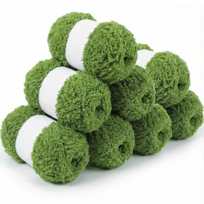 Zdjęcie produktu dla Wełna chenille, 8 x 50g, kolor zielony, włóczka pluszowa, idealna do robienia koców, szalików, amigurumi