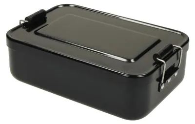Immagine prodotto di Scatola per il pranzo "Metallic" - Robusta scatola per il pranzo in alluminio con coperchio rimovibile e pratici morsetti - nero