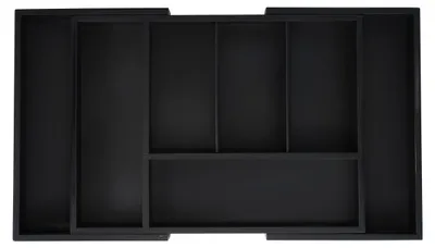 Image de Range-couverts Relaxdays, extensible, 5 à 7 compartiments, système de rangement pour tiroirs, bambou et MDF, organiseur de couverts, noir, Image générée par une IA