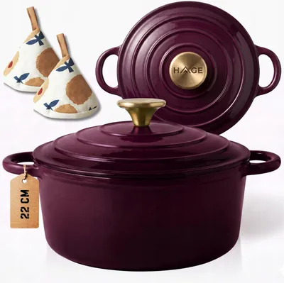 Obrázek produktu pro Smaltovaný litinový hrnec 22 cm 3 l HAGE lilek