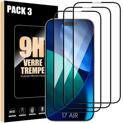 Image de 3 Verre Trempé Intégral pour iPhone Air - Protection d'écran Antichoc Anti-Rayures 9H