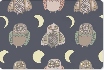 Produktbild von MuchoWow® Schreibtischunterlage Eule - Muster - Mond 60x40 cm - XXL Mauspad - Großes Mauspad