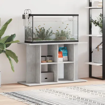 Image de Support pour aquarium Brun aspect chêne Matériau dérivé du bois : gris béton / 100 x 40 x 60 cm Couleur : gris béton Taille : 100 x 40 x 60 cm