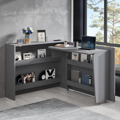 Produktbild von Faltbarer Tisch - Klapptisch - Zusammenklappbarer Tisch - Arbeitstisch - Schreibtisch - Mit Rädern und Bremsen