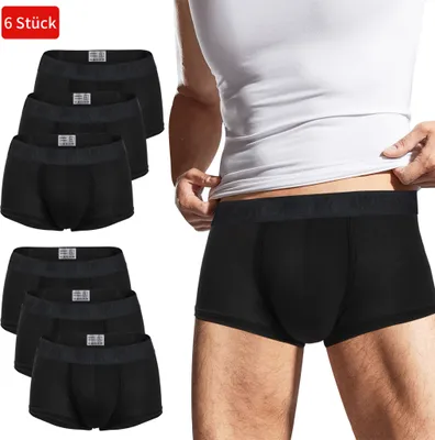 Produktbild von 6 er Pack Boxershorts Herren Seamless Unterhose, Atmungsaktive Unterwäsche Tragekomfort Retroshorts, ideale Passform für Jeden Tag-Schwarz/L