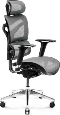 Diablo V-Commander Kancelárska Ergonomická Stolička Výkonná stolička 3D opierky rúk Bedrová opierka Nastaviteľné Opierka hlavy a sedadlo Sieťovina Čierno-Šedá