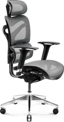Obrázok produktu pre Diablo V-Commander Kancelárska Ergonomická Stolička Výkonná stolička 3D opierky rúk Bedrová opierka Nastaviteľné Opierka hlavy a sedadlo Sieťovina Čierno-Šedá
