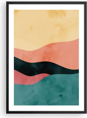Produktbild von Gerahmtes Poster - Schwarzer Rahmen - Mehrfarbig Abstraktion Modern - 50x70 cm - Wand Bild - Wanddeko - Wandbilder - Kunstposter - Wandposter - Bilderrahmen - Bilder - Kunstdruck - P2BPA50x70-4820