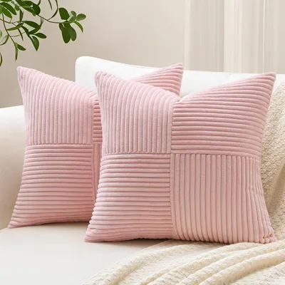 Produktbild von Kissenbezüge Cord 2er Set Streifenmuster Rosa 50x50cm