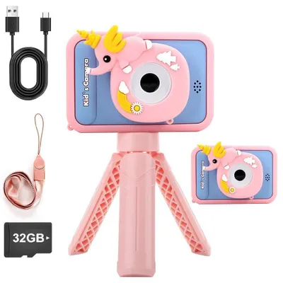 Produktbild von Kinderkamera mit 32GB Karte & Stativ – Robust und kinderfreundlich Kinderkamera - Pink