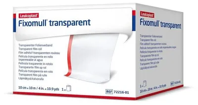 Produktbild von 12x Fixomull transparent, wasser- und keimdichte Klebefolie, 10 m : 5 cm, | Packung (1 Rolle)
