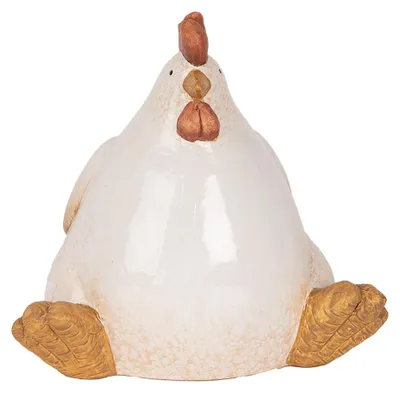 Image de Clayre & Eef Figurine de décoration Poulet 18x14x17 cm Beige Céramique