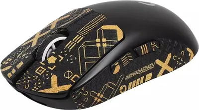Zdjęcie produktu dla INF Ulepszone naklejki na mysz zapewniające lepszy chwyt do Logitech GPW2/GPW3 - czarno-złote