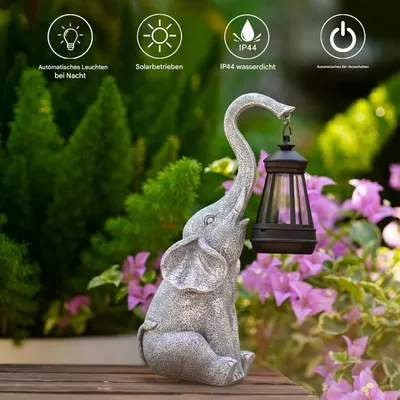 Produktbild von Gartenleuchten, LED Solar Gartenstecker, Garten Dekoleuchte, Garten Solar Elefanten Deko, Statue Lampe, LED Solarlampe für Außen Terrasse Rasen Hof