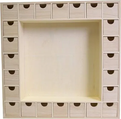 Hölzerner Adventskalender, Beige, 39 x 39,5 x 6,5 cm