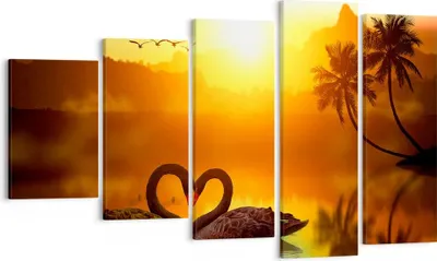 Produktbild von Bild auf Leinwand - Leinwandbild - Schwan Wasser Paar - 100x60cm - Wand Bild - Wanddeko - Leinwanddruck - Bilder - Kunstdruck - Wanddekoration - Leinwand bilder - Wandkunst - EG100x60-3855