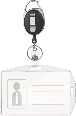 Produktbild von Famanu Badgehalter mit einziehbarem Ausziehband für ID-Karten und Schlüssel - Horizontal und Vertikal