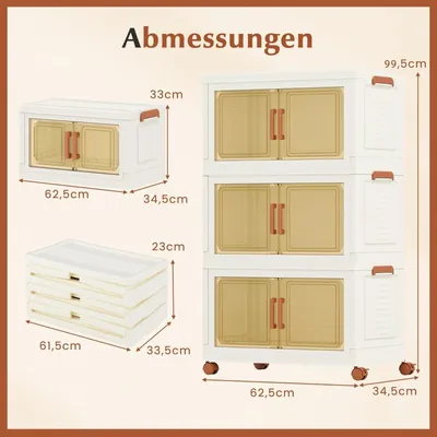 Obrázek produktu pro Skládací úložný box s víkem, kolečka, objem 156 l
