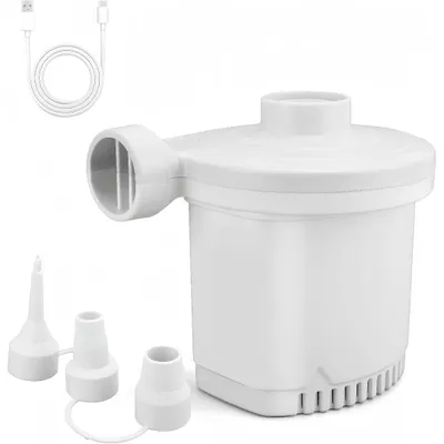 Produktbild von Elektrische Luftpumpe mit 3 Düsen,2-in-1 Inflate und Deflate Elektropumpe,2500mAh Wiederaufladbar, für Camping, Luftmatratze,Pool,Schwimmring (Weiß)