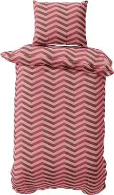 Produktbild von Bettwäsche Set 135x200 cm Jersey Baumwolle Bettbezug Bettgarnitur Zick Zack Bordeaux Rosa Rot 2 teilig