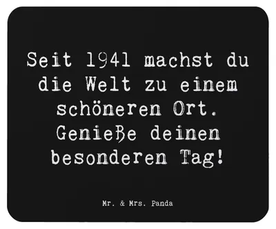 Produktbild von Mr. & Mrs. Panda Mousepad Spruch 1941 Geburtstag - Schwarz - Geschenk, besonderer Tag, Mouse Pad, Geburtstagsgeschenk, laptop, Erinnerungen, Mauspad, Alter, mousematte