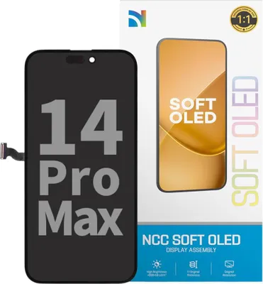 Produktbild von Kompatibel NCC 120Hz Soft OLED Display Touchscreen Bildschirm Schwarz für iPhone 14 Pro Max & Werkzeug