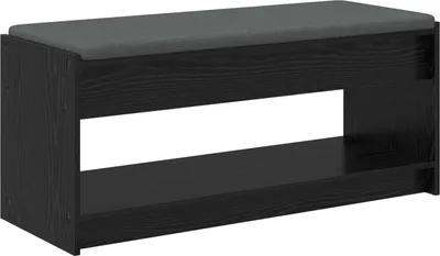Obrázek produktu pro vidaXL Lavička do předsíně s polštářem a policí, černý dub, 103 x 38 x 45 cm
