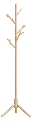 Image de Porte-manteaux en forme d'arbre - 13 crochets - Réglable en hauteur (3 positions) - Autoportant - Bois - Finition bois