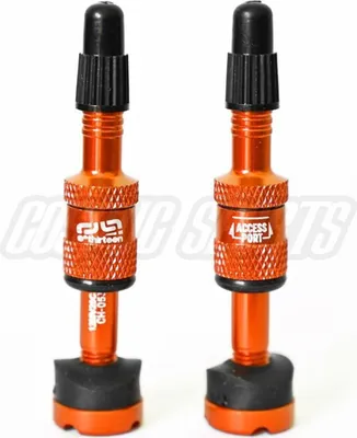 Produktbild von e*thirteen Quick Fill Tubeless Presta Ventile, 23-31mm Felgentiefe, 2 Stk., naranja