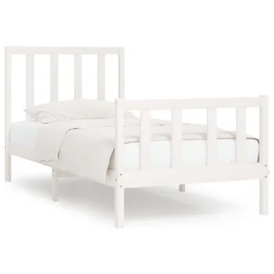 Image de vidaXL Lit en bois massif blanc 75x190 cm