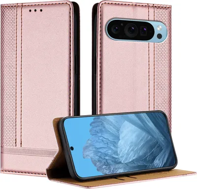 Image de Étui pour Google Pixel 10 étui en cuir avec fonction stand Rose
