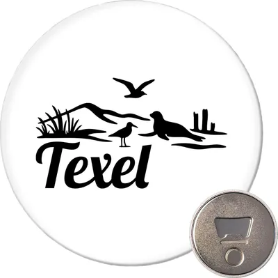 Produktbild von Huuraa Magnet Texel Niederlande 59mm Kühlschrankmagnet rund Flaschenöffner Geschenkidee