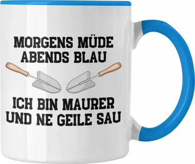 Produktbild von Trendation - Maurer Tasse Geschenk Mit Spruch Maurer Geschenkidee Lustig Männer Kaffeetasse (Blau)