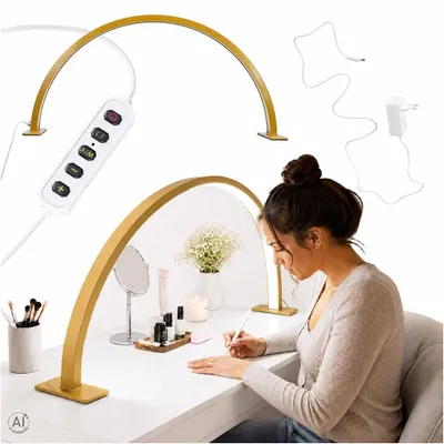Zdjęcie produktu dla Lampa kosmetyczna LED bezcieniowa biurkowa do manicure paznokci łuk złota