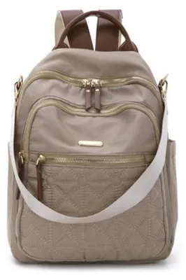 Image de Sac à dos Damen, petit, en nylon, couleur kaki, anti-vol, sac de jour léger, idéal pour les voyages, l'école, le travail et les loisirs