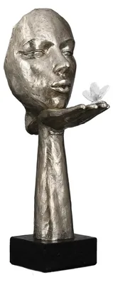 Zdjęcie produktu dla Gilde, rzeźba, twarz, "Desire", żywica, srebrny kolor, opakowanie: 1 szt., długość: 16,5 cm, szerokość: 10 cm, wysokość: 34 cm, numer katalogowy: 89314 4001250893141