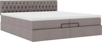Produktbild von Ottoman-Bett mit Matratze Taupe 200x200 cm Stoff