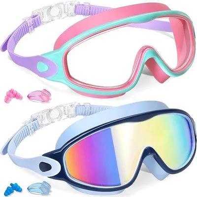 Produktbild von Kinder-Silikon-Duikbrille mit UV-Schutz, für Kinder, mit Nasenschutz, Ohrstöpsel, für 3-15 Jahre
