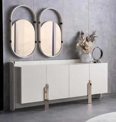 Produktbild von Esszimmer Set Esstisch Polsterstühle Gruppe Sideboard 2x Spiegel Garnitur 8tlg
