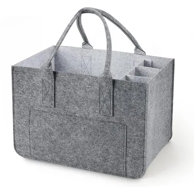 Immagine prodotto di Borsa in feltro, borsa per la spesa con scomparti, 30 litri, pieghevole, robusta, grigio chiaro, 1 pezzo