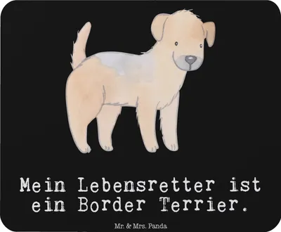 Produktbild von Mr. & Mrs. Panda Mouse Pad Border Terrier Lebensretter - Schwarz - Geschenk, pc mousepad, Mauspad, laptop, mousematte