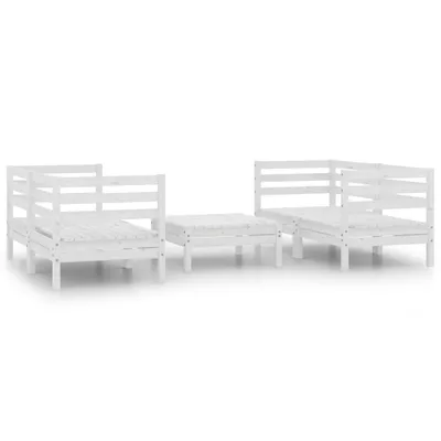 Produktbild von vidaXL 5-tlg. Garten-Lounge-Set Weiß Kiefer Massivholz