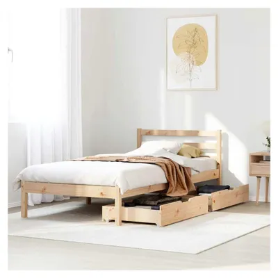 Produktbild von Bettgestell 90x200 cm aus massivem Kiefernholz ohne Matratze