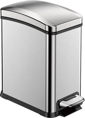 Produktbild von Rechteckiger Treteimer aus gebürstetem Edelstahl | 8 Liter, HxBxT 33,5x17,8x33,2cm | Silber